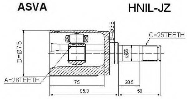 HONDA 44310-S5A-300 Шарнірний комплект, приводний вал