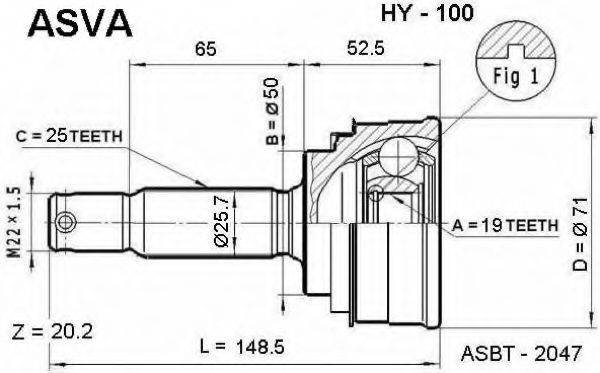 ASVA HY100 Шарнірний комплект, приводний вал