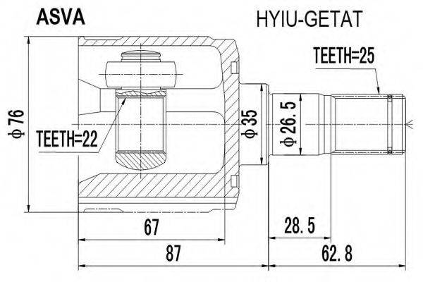 HYUNDAI 49605-1CA00 Шарнірний комплект, приводний вал
