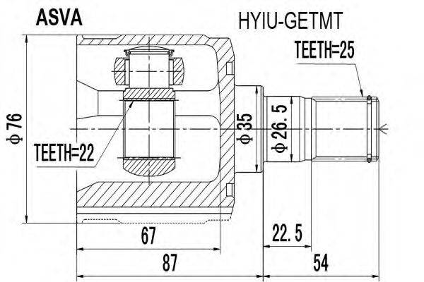HYUNDAI 49505-1CB00 Шарнірний комплект, приводний вал
