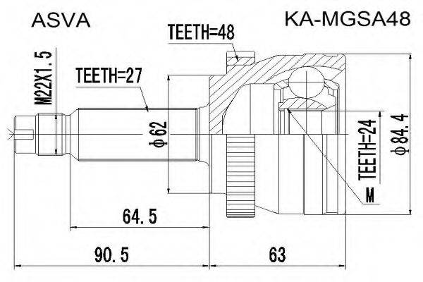 ASVA KAMGSA48 Шарнірний комплект, приводний вал