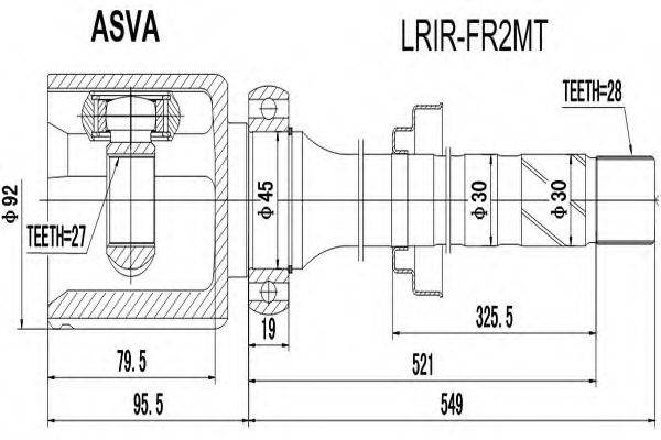 ASVA LRIRFR2MT Шарнірний комплект, приводний вал