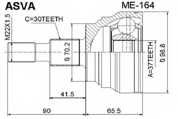 ASVA ME164 Шарнірний комплект, приводний вал