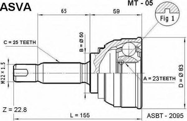 ASVA MT05 Шарнірний комплект, приводний вал