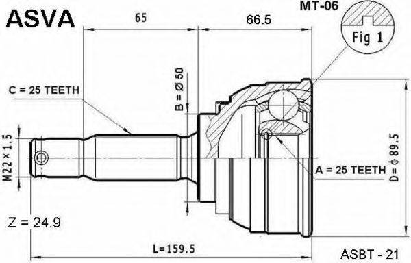 ASVA MT06 Шарнірний комплект, приводний вал
