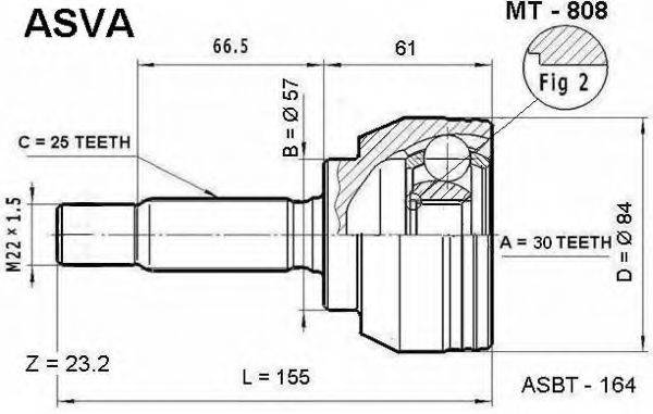 ASVA MT808 Шарнірний комплект, приводний вал
