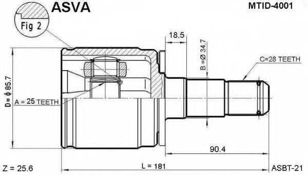 ASVA MTID4001 Шарнірний комплект, приводний вал