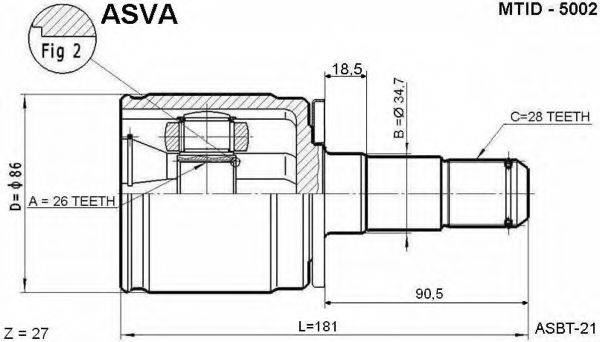 ASVA MTID5002 Шарнірний комплект, приводний вал