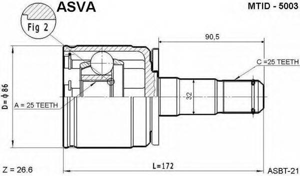 ASVA MTID5003 Шарнірний комплект, приводний вал