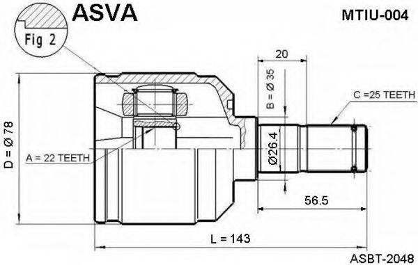 ASVA MTIU004 Шарнірний комплект, приводний вал