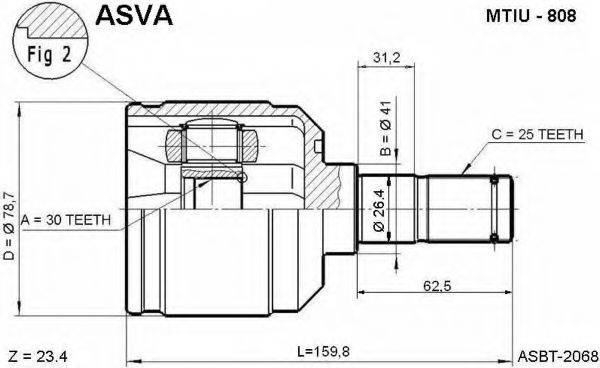 ASVA MTIU808 Шарнірний комплект, приводний вал