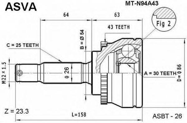 MITSUBISHI MR290408 Шарнірний комплект, приводний вал
