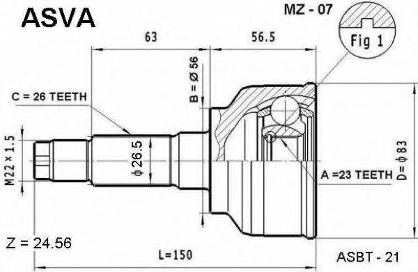 MAZDA G023-22-510 Шарнірний комплект, приводний вал