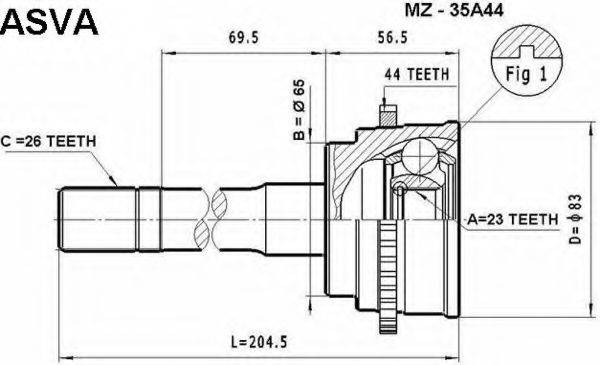 MAZDA MD162550XA Шарнірний комплект, приводний вал