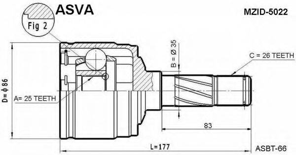 ASVA MZID5022 Шарнірний комплект, приводний вал