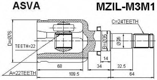 MAZDA FG01-22-620A Шарнірний комплект, приводний вал