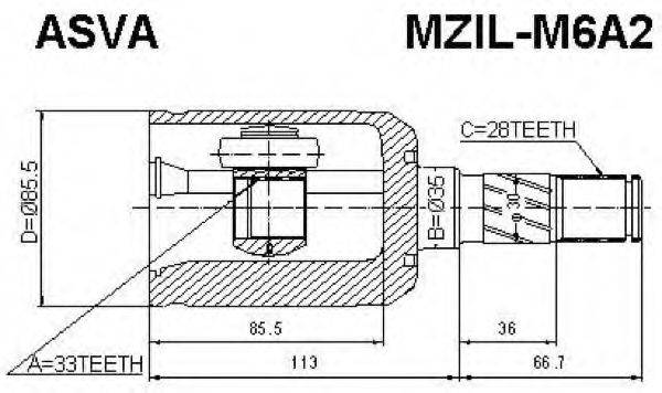 MAZDA GP06-22-620 Шарнірний комплект, приводний вал