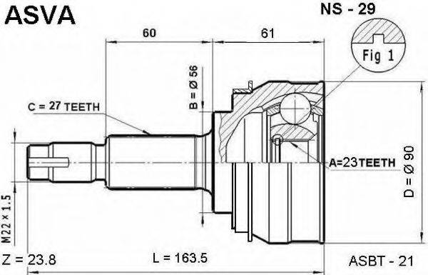 NISSAN 39100-3J161 Шарнірний комплект, приводний вал