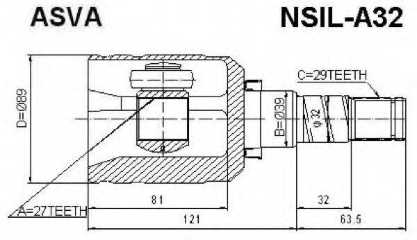ASVA NSILA32 Шарнірний комплект, приводний вал