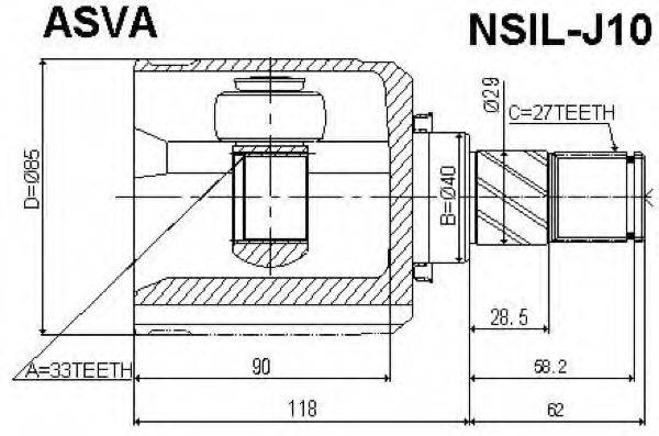 NISSAN 39711-JD22C Шарнірний комплект, приводний вал