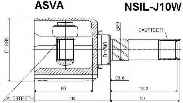 NISSAN 39711-JD24C Шарнірний комплект, приводний вал