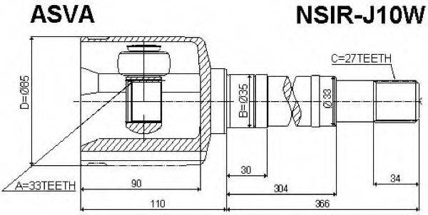 NISSAN 39771-JD24C Шарнірний комплект, приводний вал