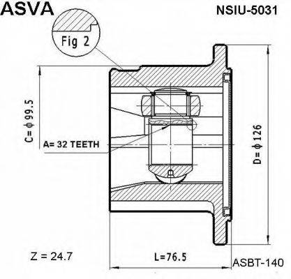 ASVA NSIU5031 Шарнірний комплект, приводний вал