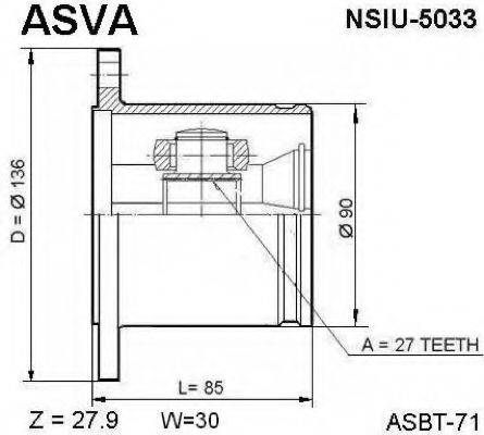 ASVA NSIU5033 Шарнірний комплект, приводний вал