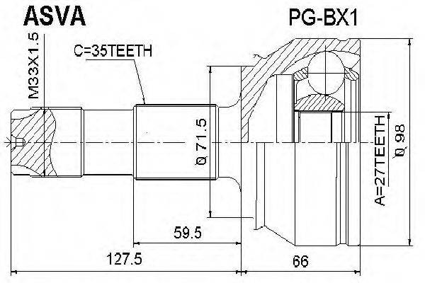 ASVA PGBX1 Шарнірний комплект, приводний вал