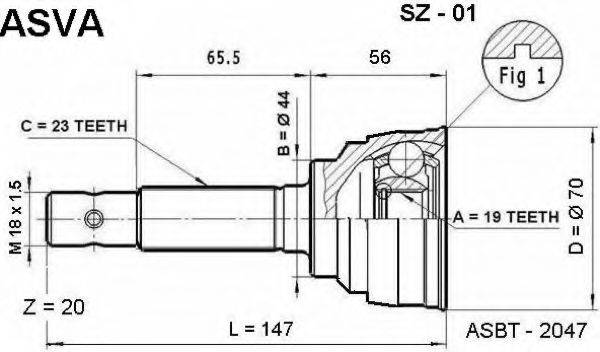 MAZDA A065-25-030 Шарнірний комплект, приводний вал