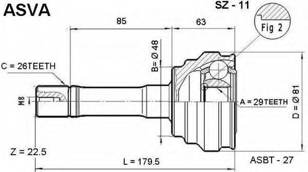 ASVA SZ11 Шарнірний комплект, приводний вал