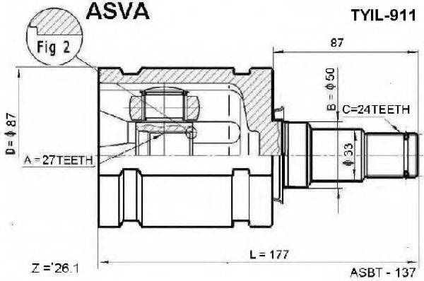ASVA TYIL911 Шарнірний комплект, приводний вал