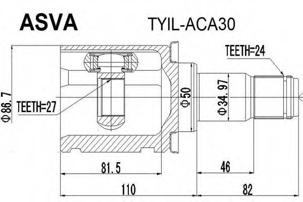 ASVA TYILACA30 Шарнірний комплект, приводний вал