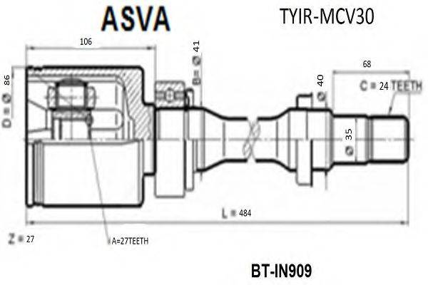 ASVA TYIRMCV30 Шарнірний комплект, приводний вал