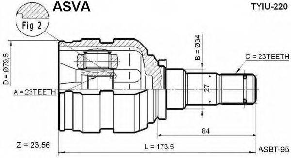 ASVA TYIU220 Шарнірний комплект, приводний вал