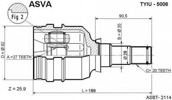ASVA TYIU5006 Шарнірний комплект, приводний вал