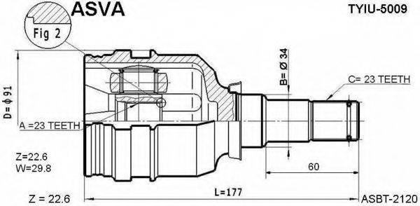 ASVA TYIU5009 Шарнірний комплект, приводний вал