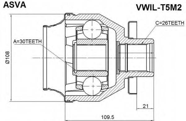 ASVA VWILT5M2 Шарнірний комплект, приводний вал