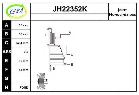 SERA JH22352K Шарнірний комплект, приводний вал