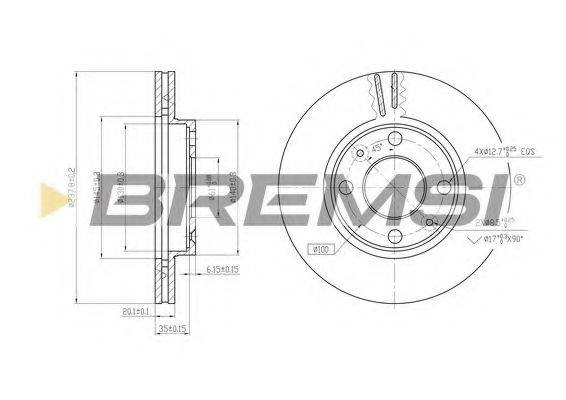 BREMSI DBA158V гальмівний диск