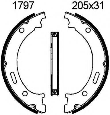 BSF 1797 Комплект гальмівних колодок, стоянкова гальмівна система