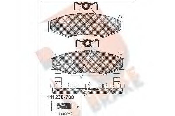 R BRAKE 23243 Комплект гальмівних колодок, дискове гальмо