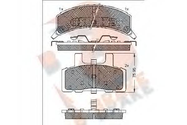 R BRAKE RB1563 Комплект гальмівних колодок, дискове гальмо