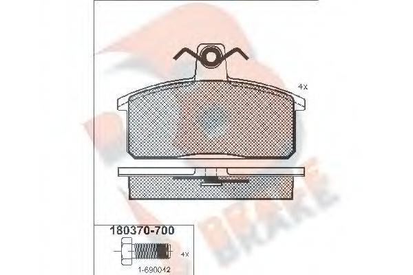 R BRAKE 20708 Комплект гальмівних колодок, дискове гальмо