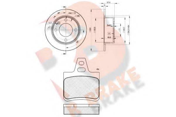 R BRAKE 3R08127811 Комплект гальм, дисковий гальмівний механізм