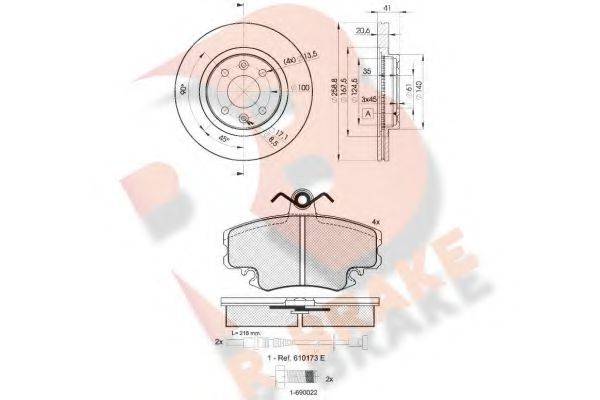 R BRAKE 3R09933550 Комплект гальм, дисковий гальмівний механізм