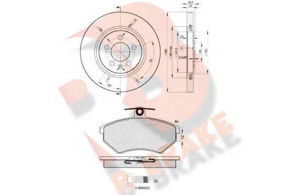 R BRAKE 3R10125031 Комплект гальм, дисковий гальмівний механізм