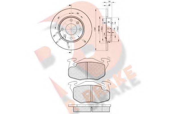 R BRAKE 3R11204689 Комплект гальм, дисковий гальмівний механізм