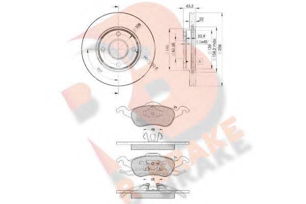R BRAKE 3R12645344 Комплект гальм, дисковий гальмівний механізм