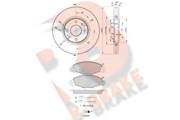 R BRAKE 3R12784753 Комплект гальм, дисковий гальмівний механізм
